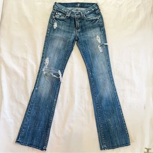 7 For All Mankind Distressed Bootcut Hole-ly Jeans 724761 U075B056U